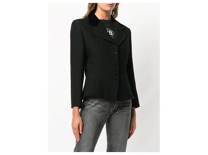 Emanuel Ungaro Wolljacke in Schwarz mit Samtkragen - Ansicht 3