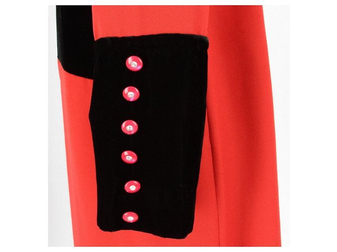 Mila Schön Kleid aus roter Wolle mit schwarzem Samt - Ansicht 3
