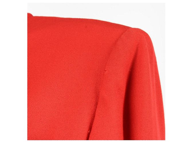 Mila Schön Kleid aus roter Wolle mit schwarzem Samt - Ansicht 4