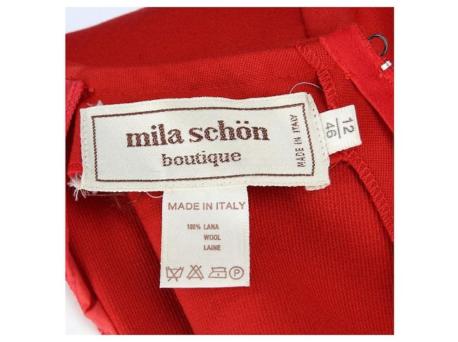 Mila Schön Kleid aus roter Wolle mit schwarzem Samt - Ansicht 5