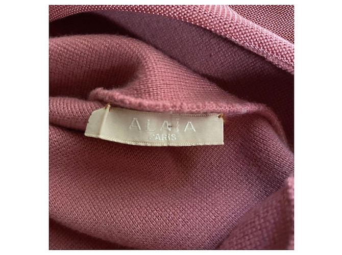Vestido midi Alaïa de lana rosa - vista 6