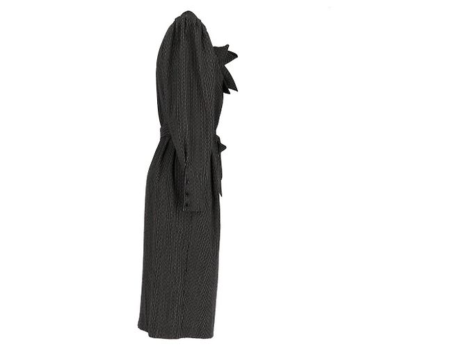 Emanuel Ungaro Wollmantel Schwarz Nadelstreifen - Ansicht 2