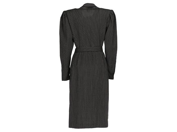 Emanuel Ungaro Wollmantel Schwarz Nadelstreifen - Ansicht 3