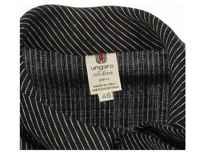 Emanuel Ungaro Wollmantel Schwarz Nadelstreifen - Ansicht 5