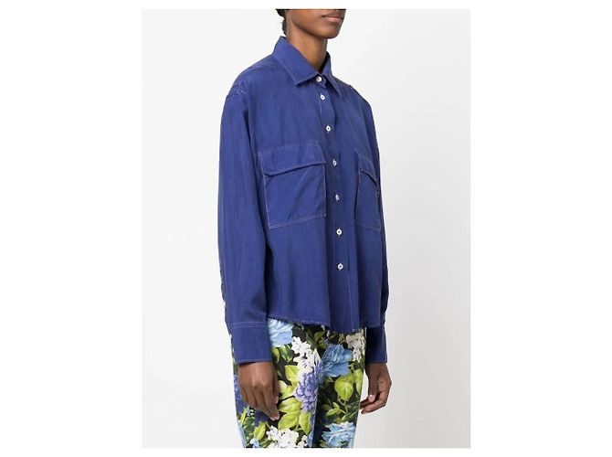 Camicia Gucci in seta blu anni 90 - vista 3