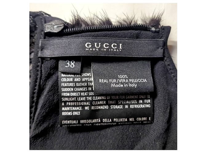 Top senza maniche Gucci in visone nero e pizzo - vista 5
