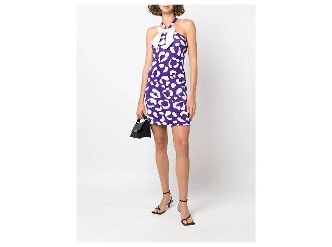 Vestido Moschino de Viscose com Bolinhas Roxas e Brancas Roxo - vista 2