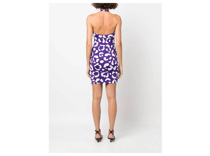 Vestido Moschino de Viscose com Bolinhas Roxas e Brancas Roxo - vista 4