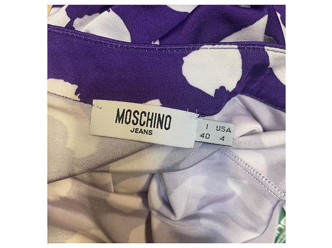 Vestido Moschino de Viscose com Bolinhas Roxas e Brancas Roxo - vista 6