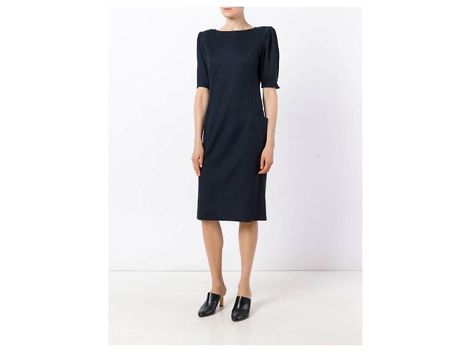 Vestido midi Emanuel Ungaro azul de mezcla de algodón - vista 2