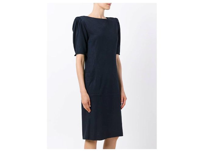 Vestido midi Emanuel Ungaro azul de mezcla de algodón - vista 3