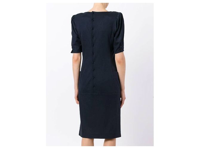 Vestido midi Emanuel Ungaro azul de mezcla de algodón - vista 4