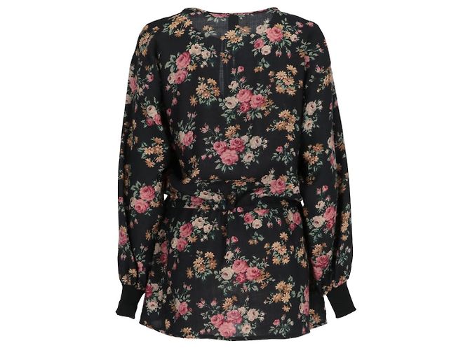 Emanuel Ungaro Wollbluse Schwarz mit Blumenprint - Ansicht 3