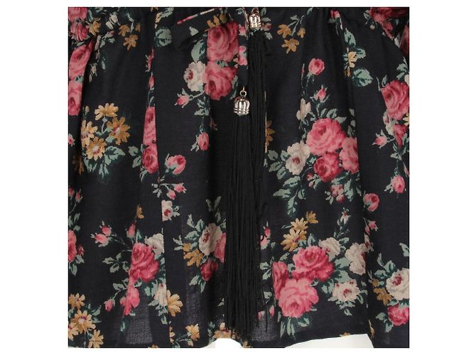 Emanuel Ungaro Wollbluse Schwarz mit Blumenprint - Ansicht 4