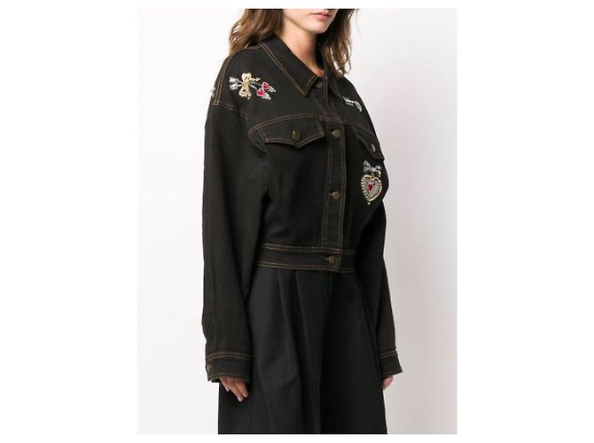 Autre Marque Chaqueta de denim de algodón negro Oppio años 80 - vista 3