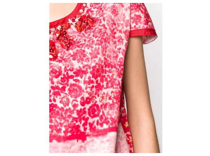 Autre Marque Abito Etoile in cotone rosso e bianco floreale - vista 5