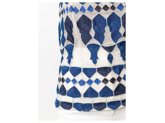 Autre Marque Top tomara que caia Etoile 90s em seda e tule azul - vista 5