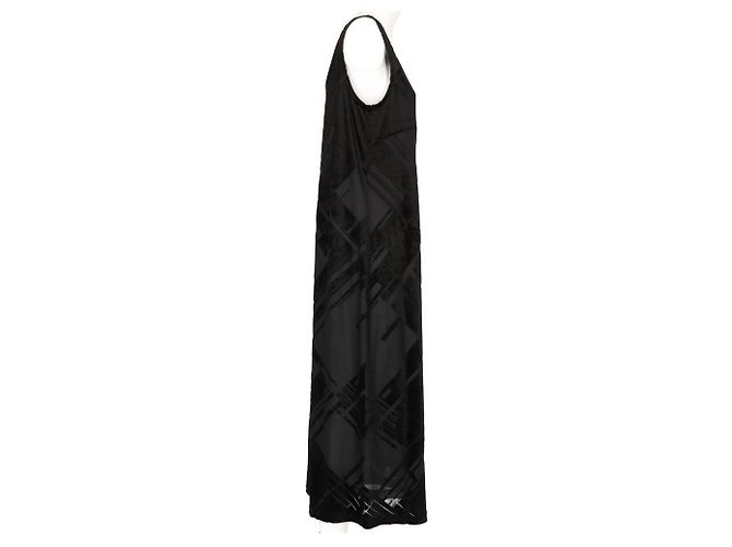 Abito lungo DKNY senza maniche in velluto nero e mesh - vista 2