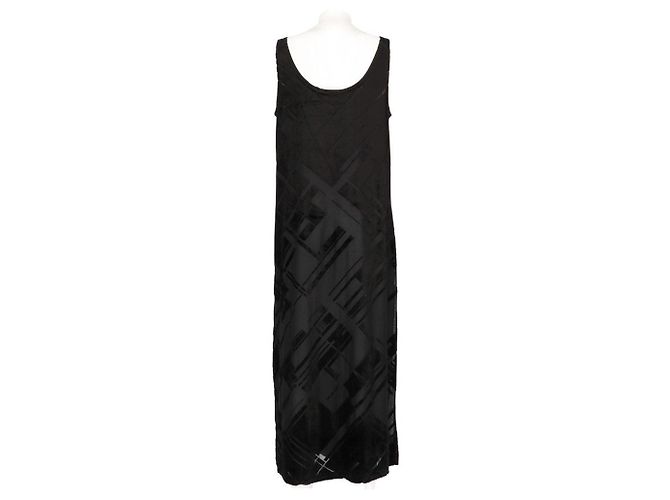 Abito lungo DKNY senza maniche in velluto nero e mesh - vista 3