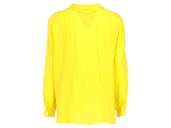 Autre Marque Camicia Hands Mani in misto lino giallo anni 90 - vista 3