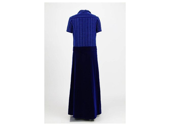Lancetti langes Kleid aus blauem Samt - Ansicht 2