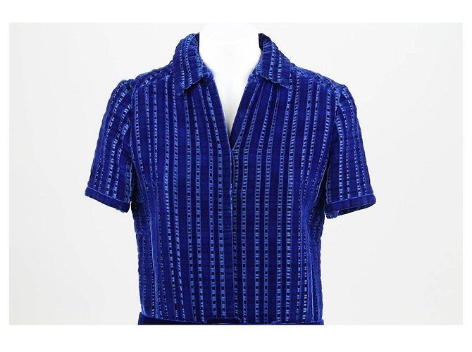 Lancetti langes Kleid aus blauem Samt - Ansicht 3