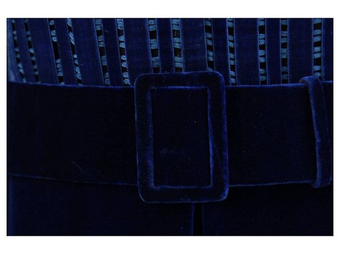 Lancetti langes Kleid aus blauem Samt - Ansicht 4