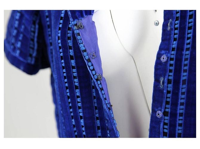 Lancetti langes Kleid aus blauem Samt - Ansicht 5