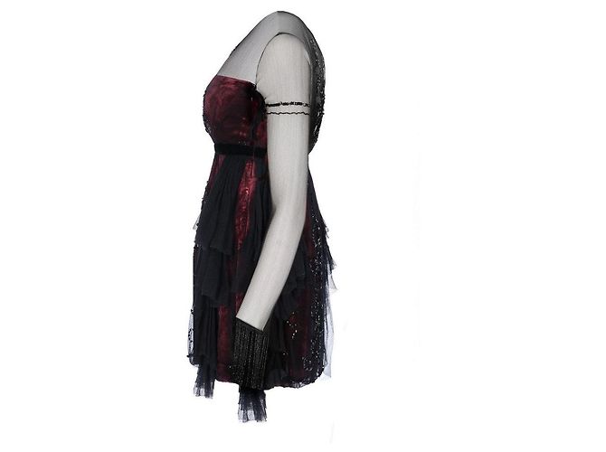 Philosophy di Alberta Ferretti 90s Kleid Bordeaux - Ansicht 2
