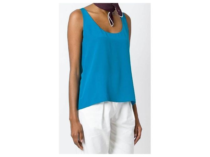 Top sin mangas Emanuel Ungaro en seda turquesa - vista 2