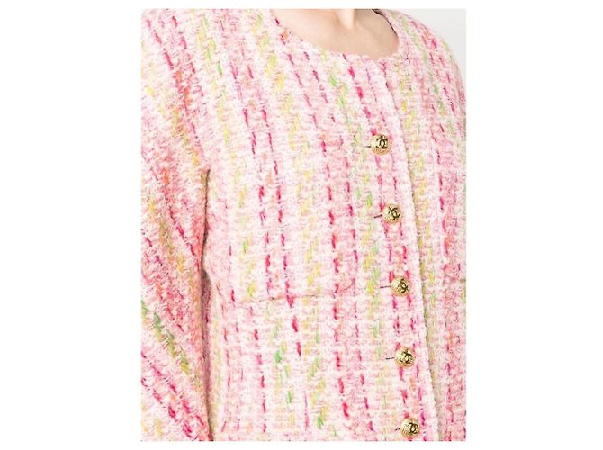 Chanel Rosa Strickwolle Jacke und Seiden Etuikleid Set Pink - Ansicht 6