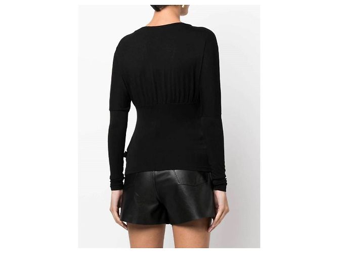 Top Versace in Viscosa Nera con Scollo a V e Maniche Lunghe Nero - vista 5
