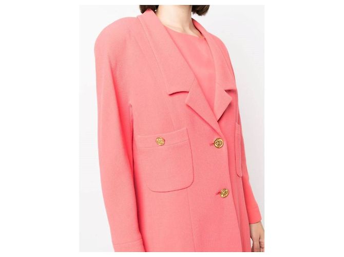 Chanel Wollanzug Lachsfarben Jacke und Kleid Pink - Ansicht 5