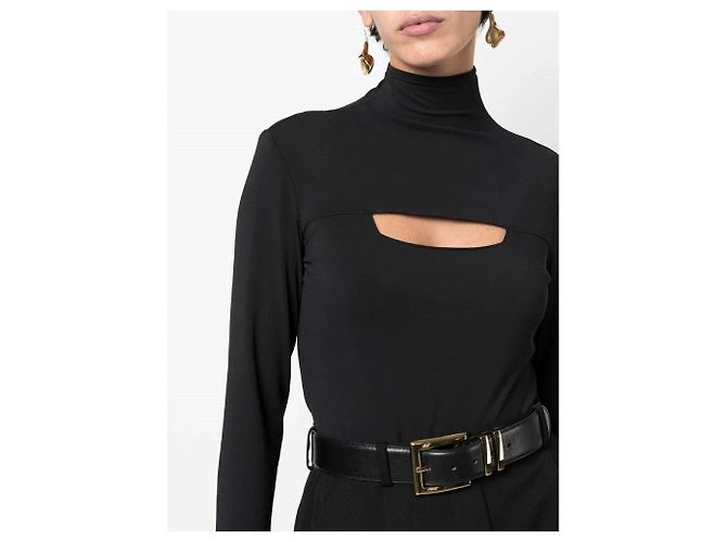 Versace Schwarzes Rollkragen Top mit Cut-Out - Ansicht 2