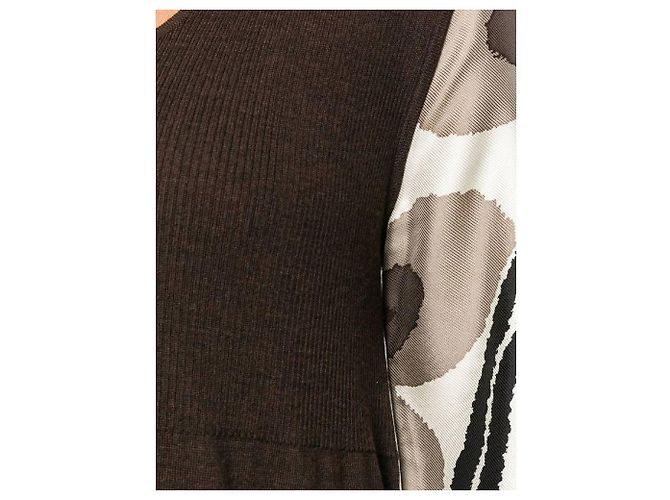 Vestido Hermès em lã e seda castanho e bege Marrom - vista 5