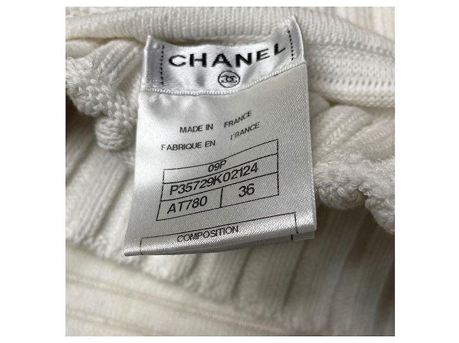 Vestido vaina Chanel sin mangas de algodón blanco - vista 6