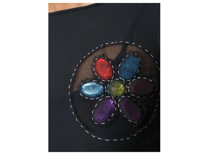 Top Moschino de seda negro con aplique bordado - vista 4