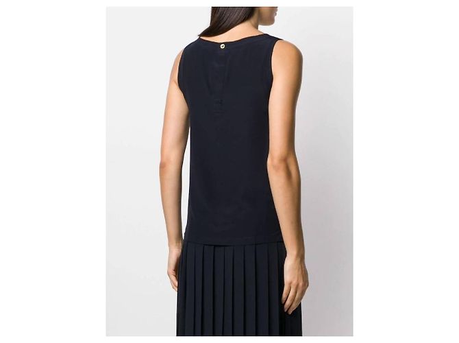 Top de Chanel de seda azul sin mangas - vista 3