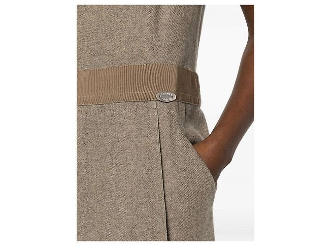 Vestido midi sin mangas de cachemira beige Chanel - vista 2
