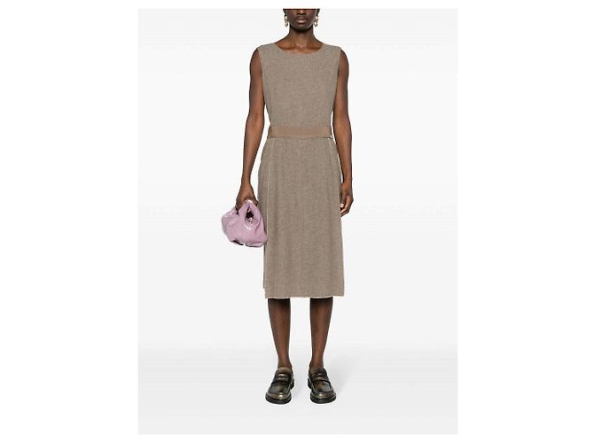 Vestido midi sin mangas de cachemira beige Chanel - vista 3