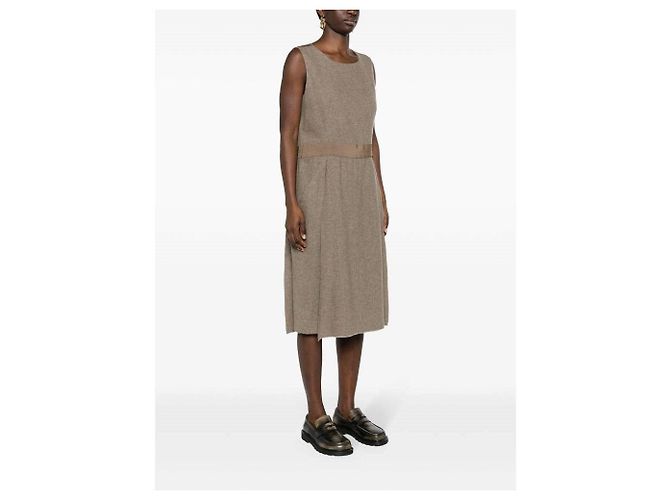 Vestido midi sin mangas de cachemira beige Chanel - vista 4