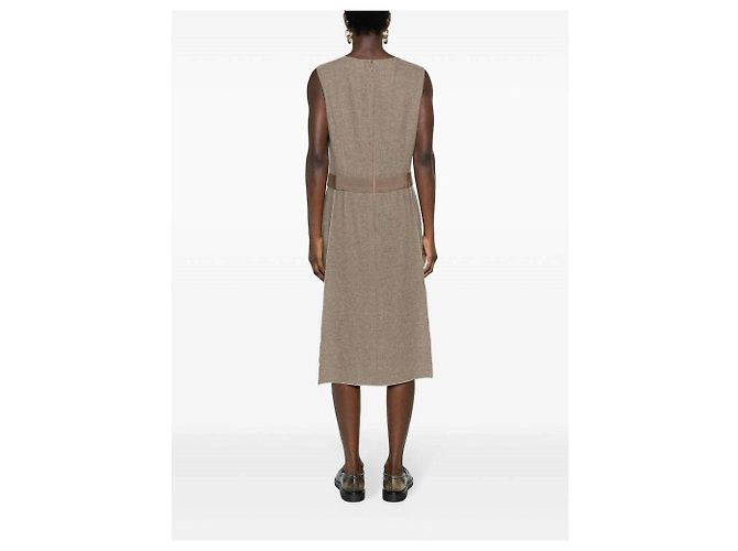 Vestido midi sin mangas de cachemira beige Chanel - vista 5