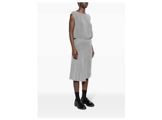 Chanel Midi Kleid aus Viscose Perlgrau - Ansicht 3