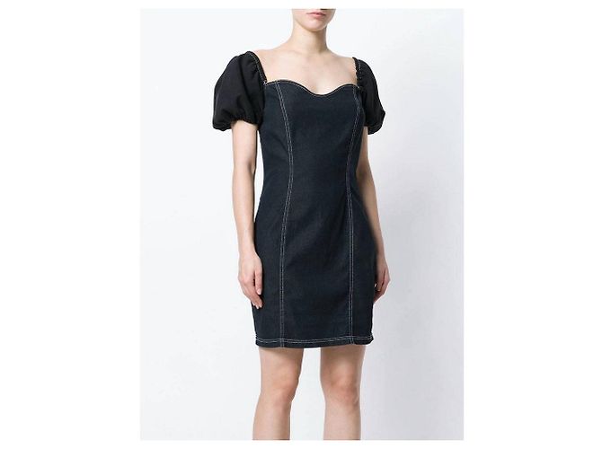 Vestido Moschino de denim negro y algodón con espalda de corsé - vista 2