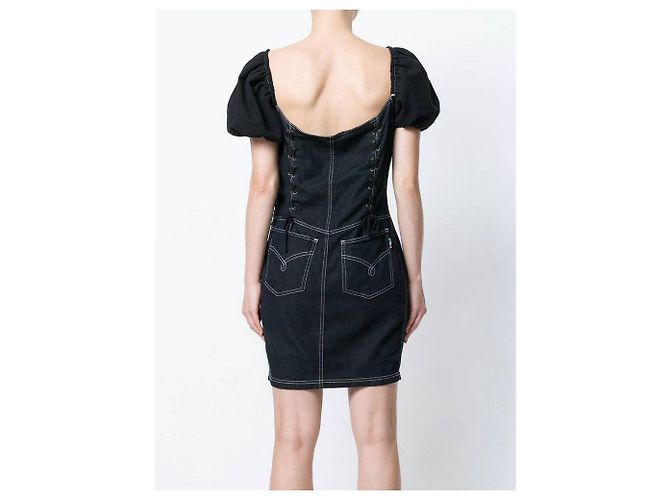 Vestido Moschino de denim negro y algodón con espalda de corsé - vista 3