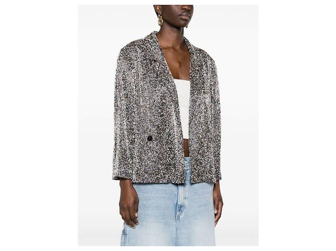 Chanel Perlenjacke aus Baumwolle Grau Gold Weiß - Ansicht 4