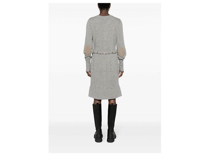Robe midi Chanel des années 90 en cachemire gris - vue 4