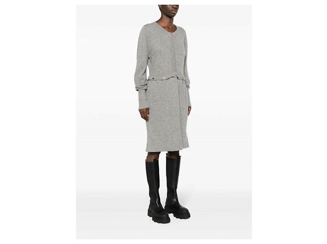 Robe midi Chanel des années 90 en cachemire gris - vue 5