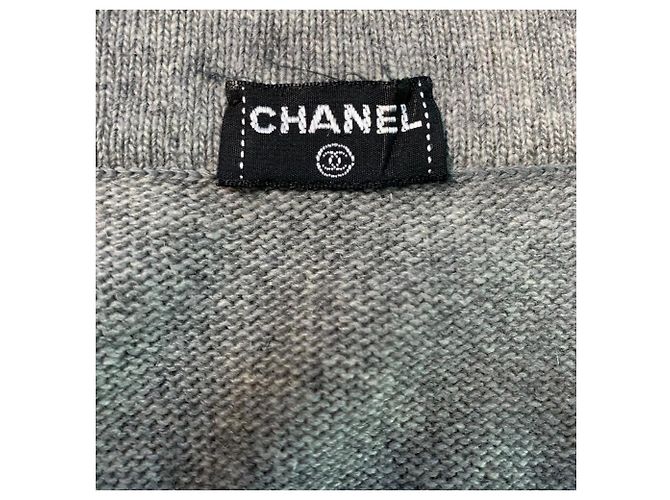 Robe midi Chanel des années 90 en cachemire gris - vue 6