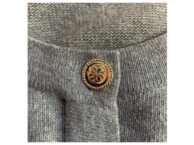 Robe midi Chanel des années 90 en cachemire gris - vue 7